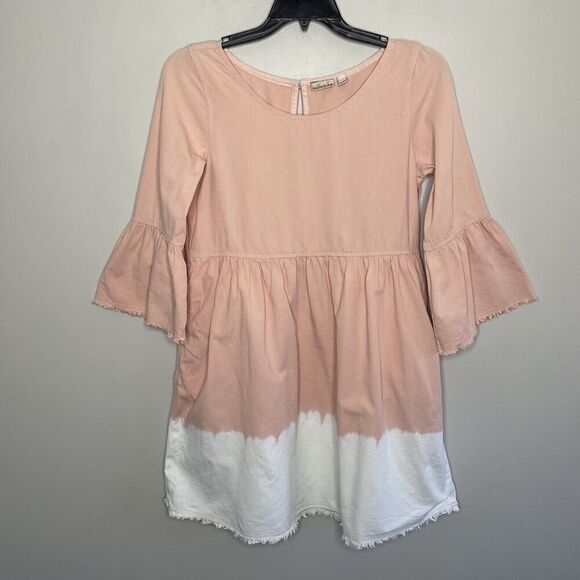 ANTHROPOLOGIE Holding Horses Dress Womens 6 Pink Dip Dye Mini Cotton Pockets - Picture 1 of 11